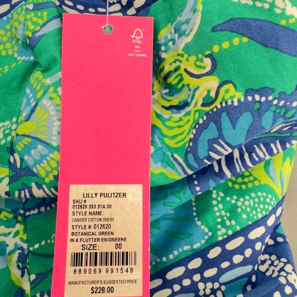 NWT Lilly Pulitzer Sz 00 Cassidy Dress Botanical Green - Picture 5 of 7